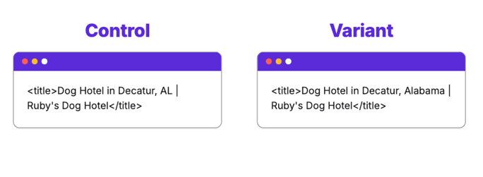 control vs variant title tags for seo experiment