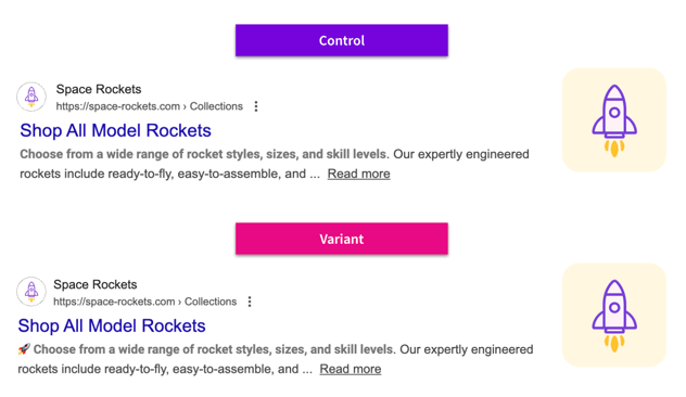 Mockup showing an emoji being added to the meta description