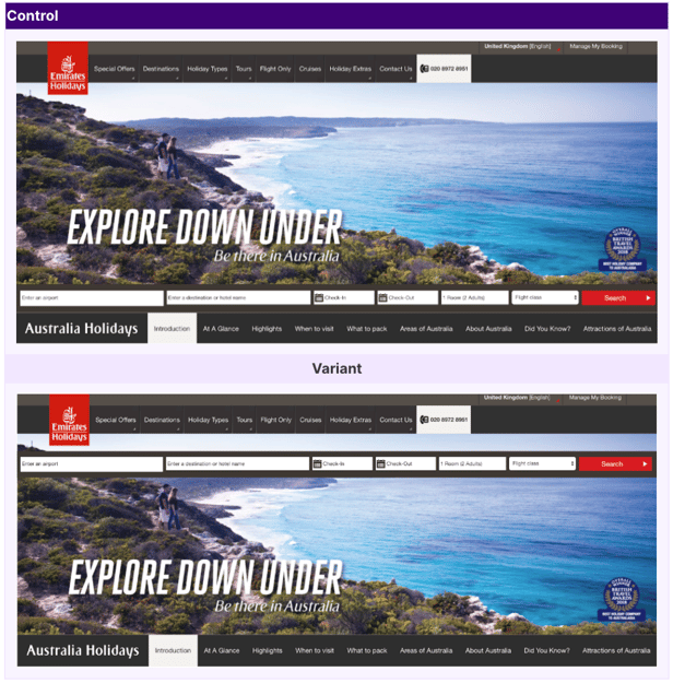 Mockup of control and variant where the search widget has been moved further up the page.