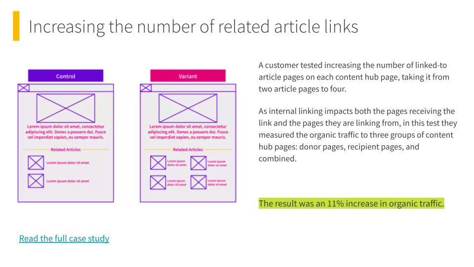 Winning SEO test: increasing the number of related article links