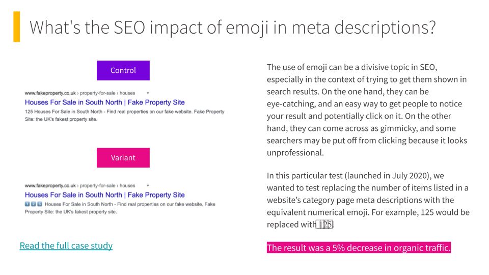 Losing SEO test: adding emoji to meta descriptions