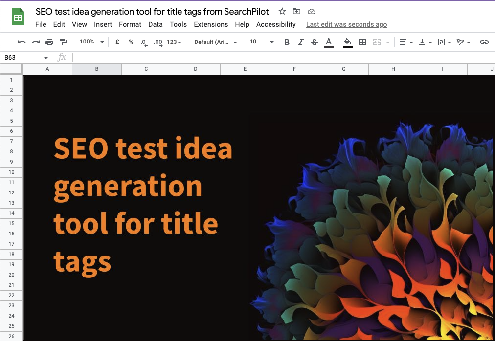 8 million test ideas google sheets screenshot