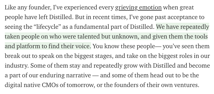 We have repeatedly taken people on who were talented but unknown, and given the tools and platform to find their voice.