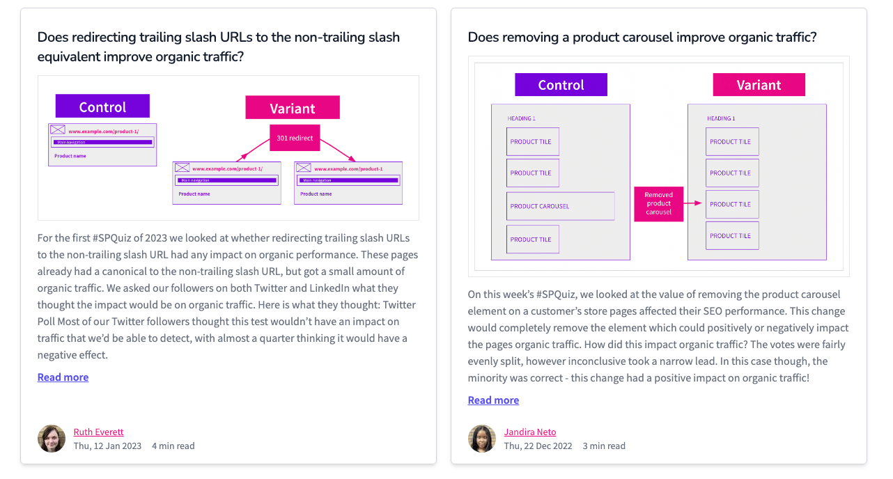 SearchPilot SEO A/B Test Case Studies