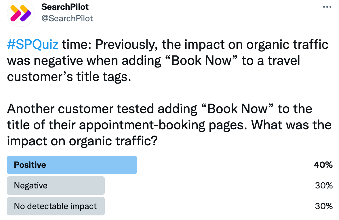 Twitter poll showing 40% of voters voting for positive impact and 30% voting for either no detectable impact or negative impact.