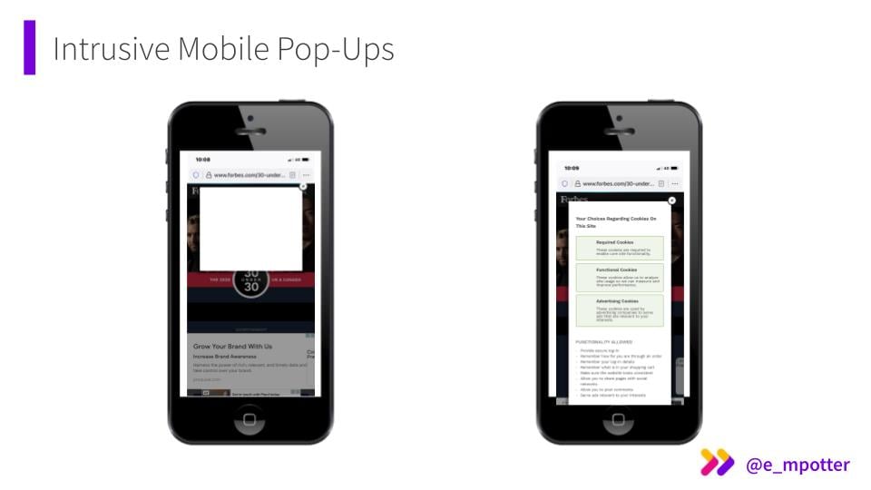 Intrusive mobile pop-ups